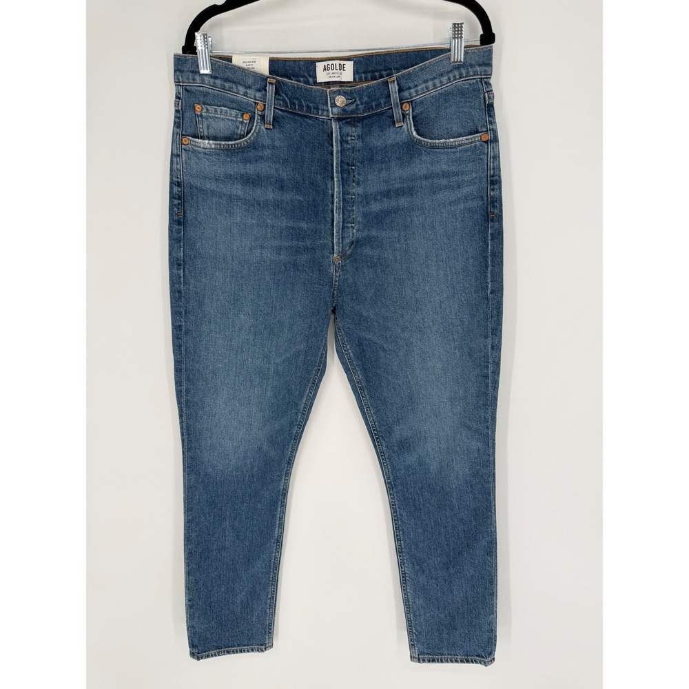 AGOLDE NICO HIGH RISE SLIM FIT JEANS DARK WASH NWT 32 PREPPY LUXURY CASUAL
